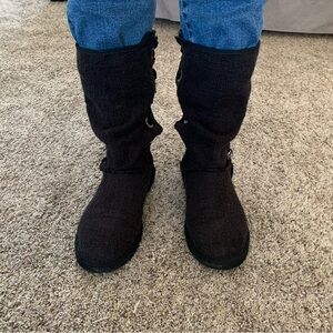 Black Knit Lace Up UGG Boots